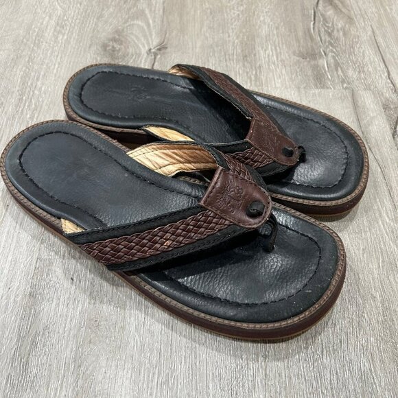 Tommy Bahama Men’s Anchor Away Black Brown Woven Sandals Size 8 - Picture 3 of 6